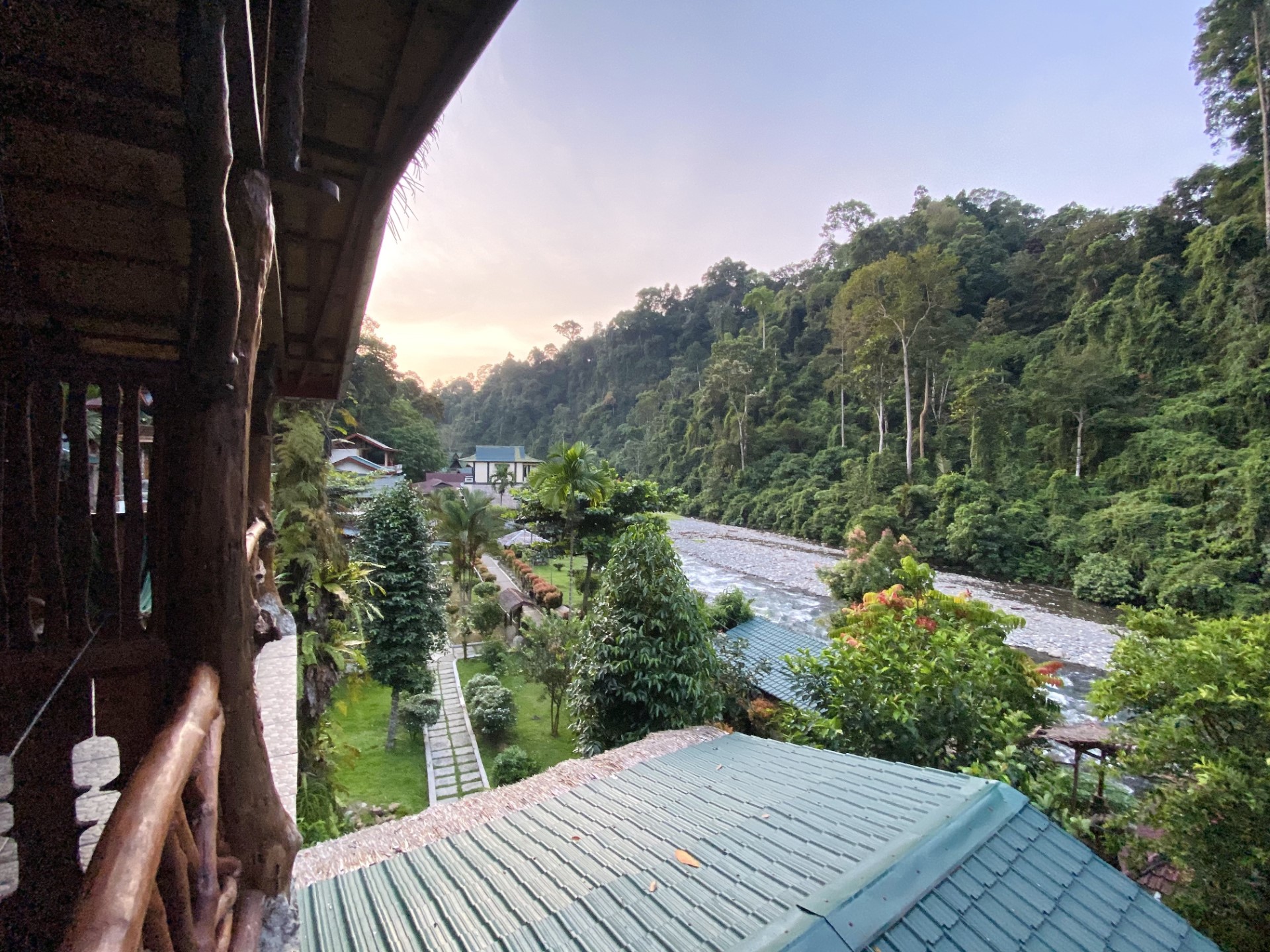 Morning views of the river and jungle edge from our balcony