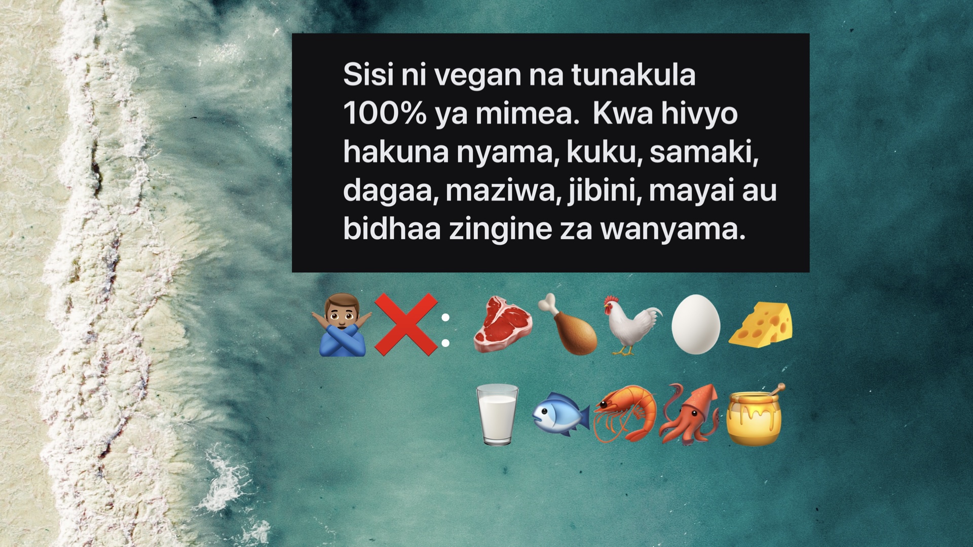 Gebruik deze afbeelding als telefoonachtergrondje om je leven als veganist in Zanzibar makkelijker te maken.