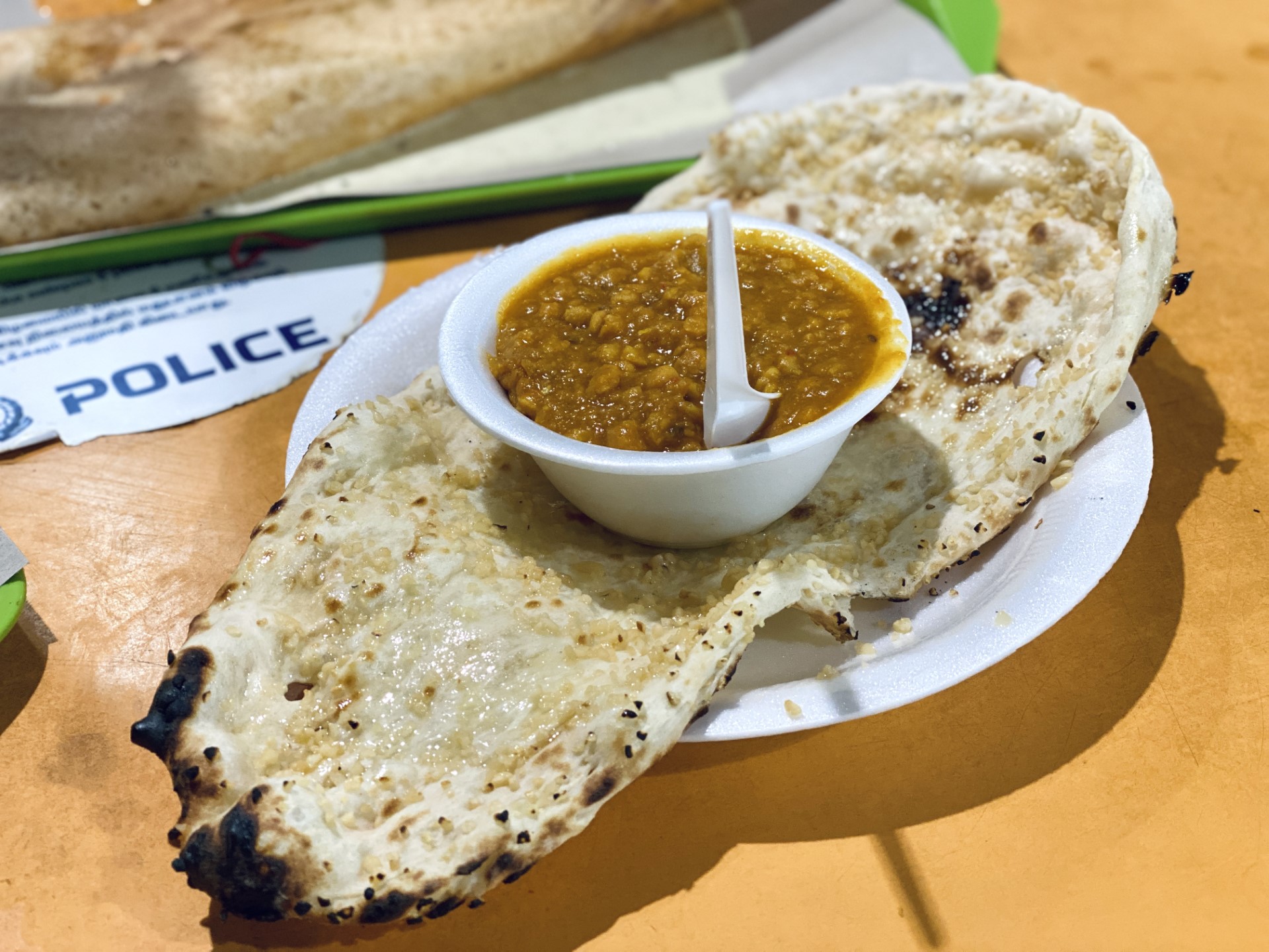 Garlic naan with dahl