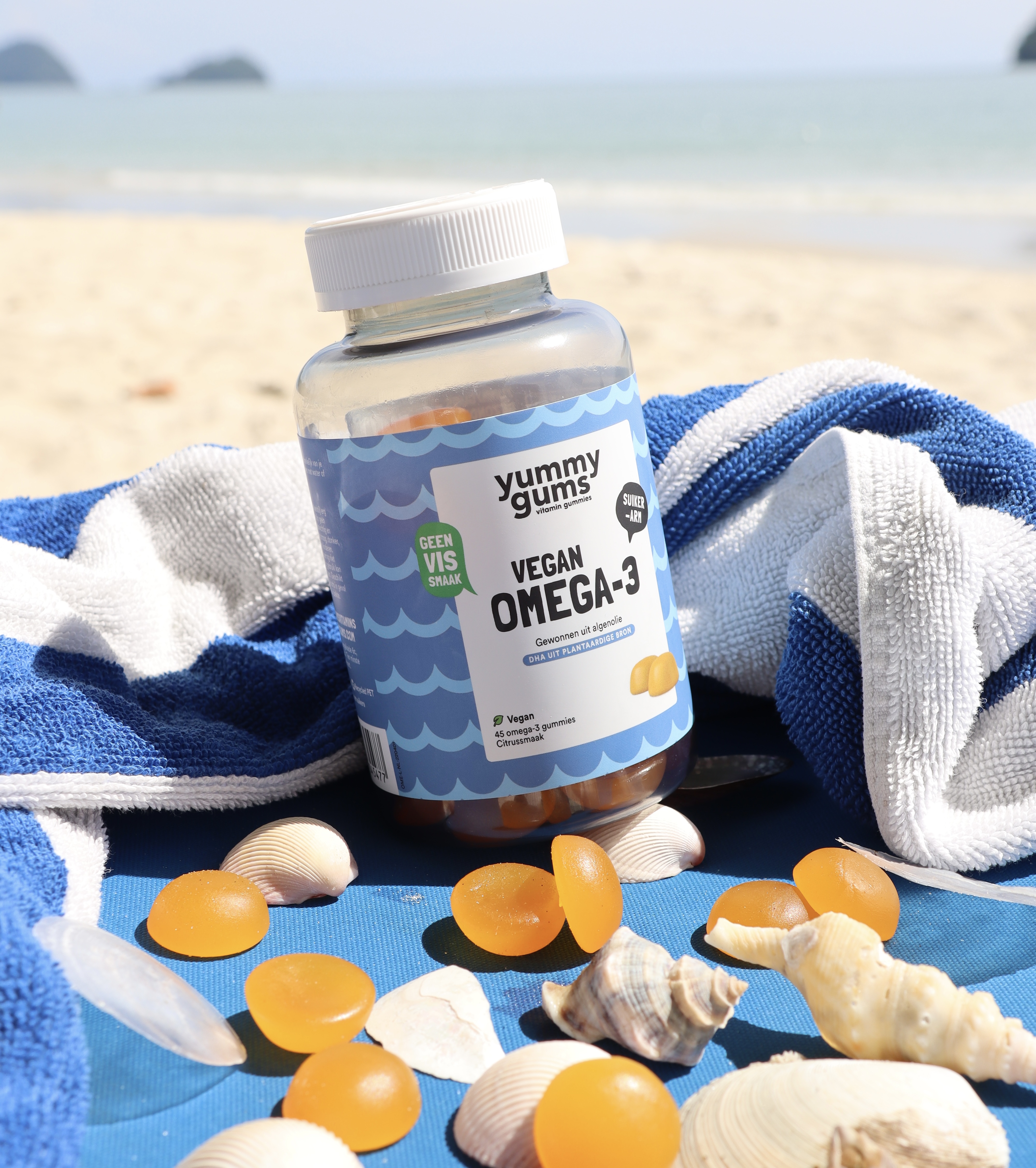De vegan omega-3 gummies van YummyGums met citrussmaak